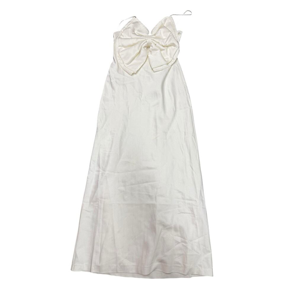 NWT DISSH Aisle White Satin Bow Maxi Dress Formal Bridal Gown Size 6 - Picture 6 of 7